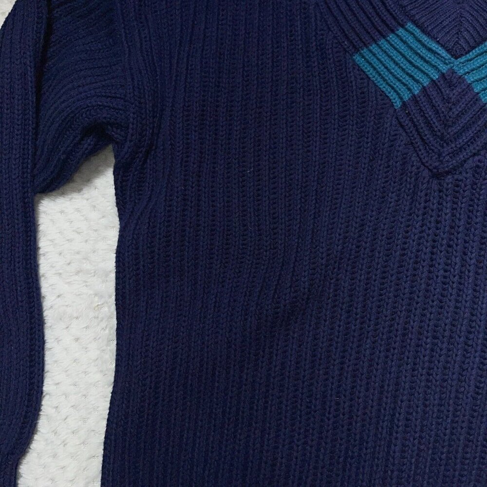 Vintage IZOD Sweater Mens Large Chunky Knit Tennis Cotton 90s V Neck 3D Textured - Picture 4 of 8